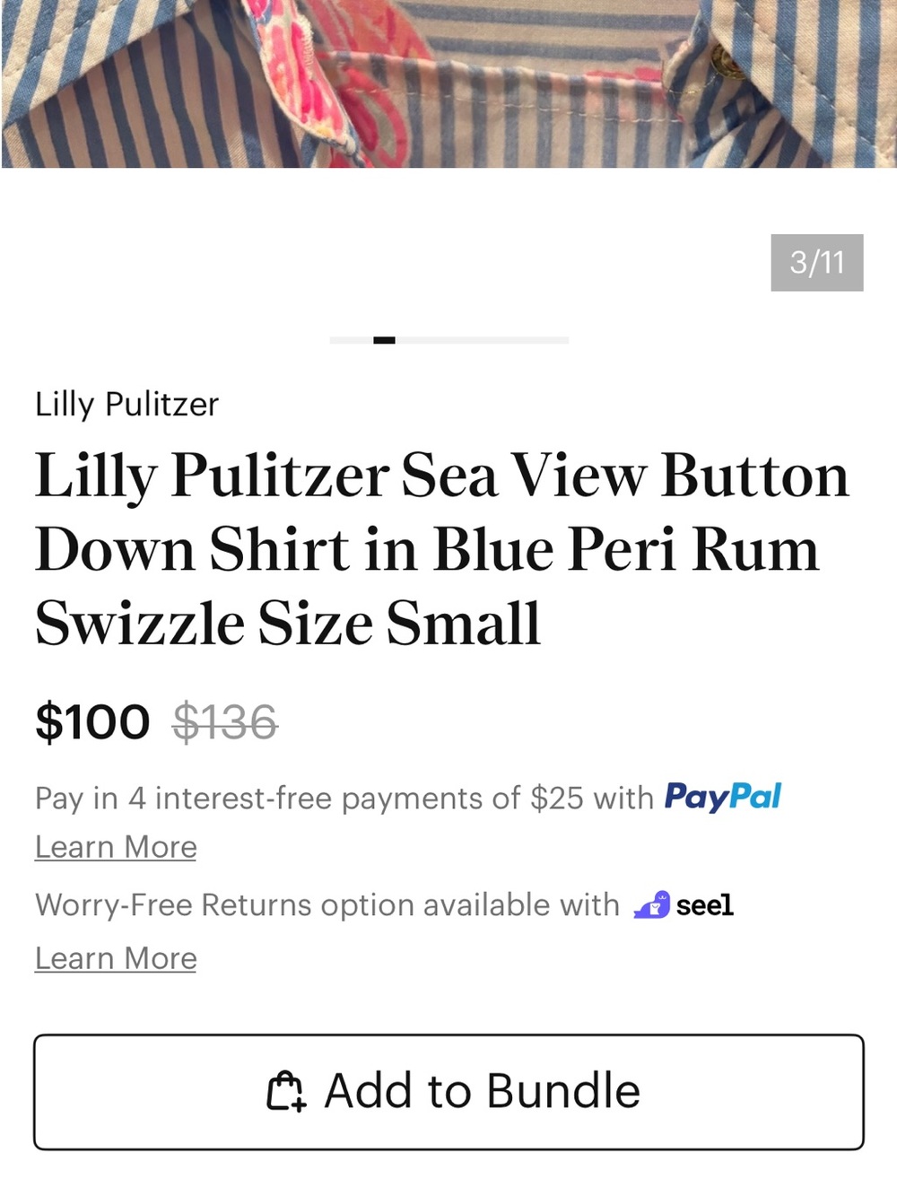 Lilly Pulitzer Blue and White Striped Button-Down Top